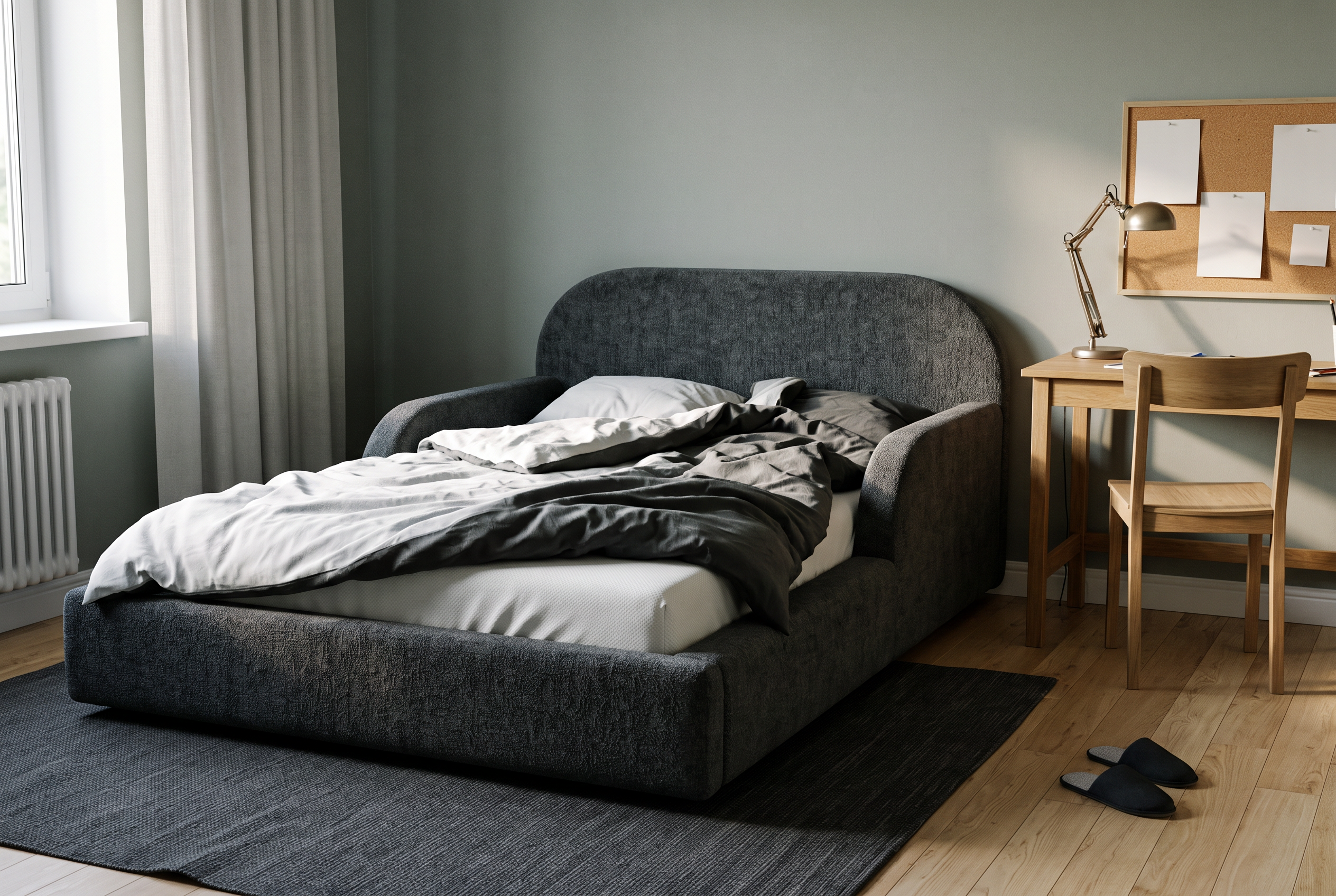 Zimmer eines Schulkindes mit Mila Cloud Kinderbett in Anthrazit